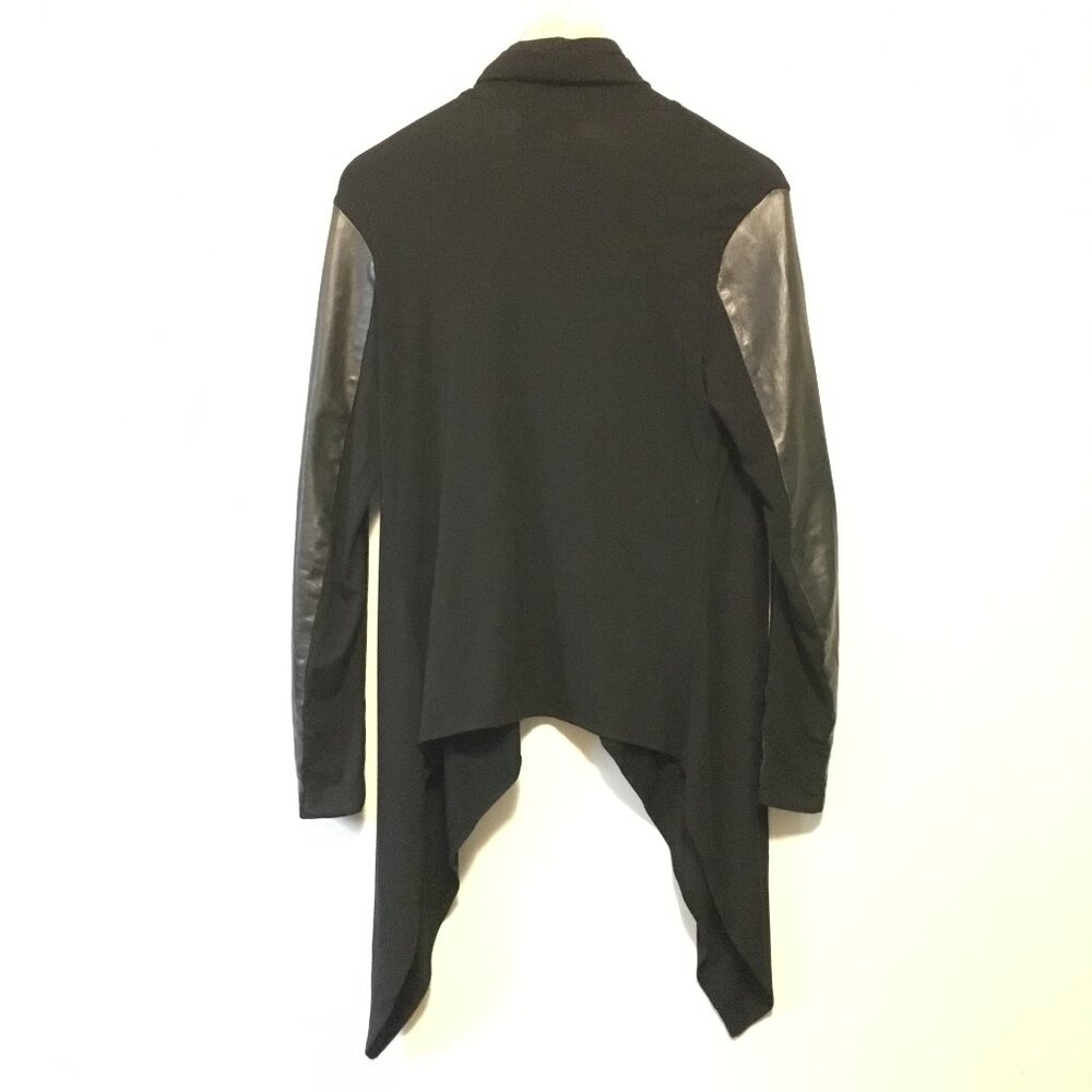 Luxury Italian Leather Cybergoth Open Waterfall Handkerchief Rayon Cardigan XS - Picture 3 of 15